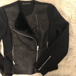 Zara Faux fur lined black jacket